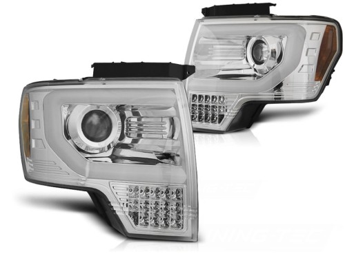 LAMPY PRZEDNIE REFLEKTORY LED FORD F150 MK12 08-14 TUBE CHROM