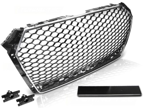 GRILL ATRAPA CHROME BLACK AUDI A4 B9 15-19 PLASTER MIODU