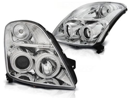 LAMPY PRZEDNIE REFLEKTORY SUZUKI SWIFT 05.05-10 CCFL ANGEL EYES CHROME