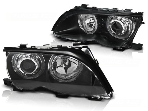 LAMPY PRZEDNIE REFLEKTORY ANGEL EYES LED BLACK BMW SERII 3 E46 01-05