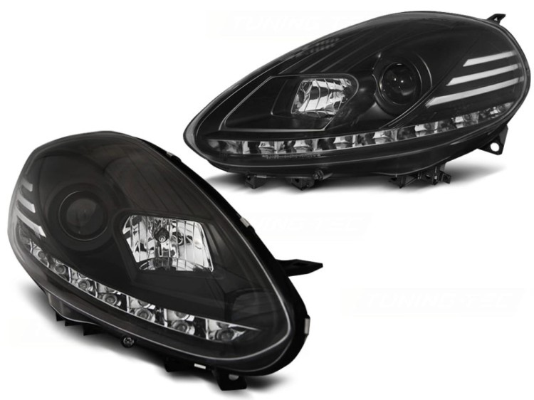 LAMPY PRZEDNIE FIAT PUNTO EVO 10.09-12 BLACK DRL LED