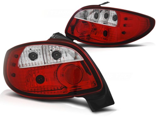 LAMPY TYLNE PEUGEOT 206 98+ RED WHITE