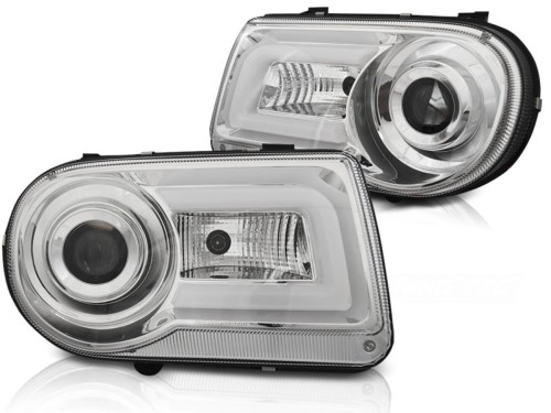 LAMPY PRZEDNIE REFLEKTORY CHRYSLER 300C 05-10 CHROME TUBE LIGHT LED