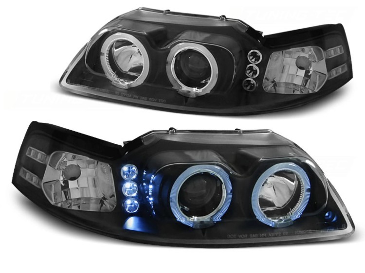 REFLEKTORY LAMPY PRZEDNIE ANGEL EYES BLACK FORD MUSTANG 4 98-04