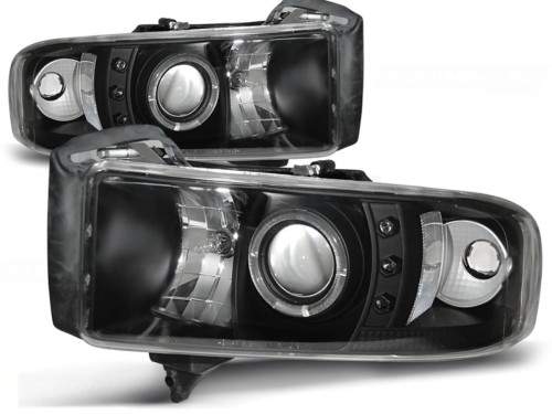 REFLEKTORY LAMPY PRZEDNIE ANGEL EYES BLACK DODGE RAM 94-01