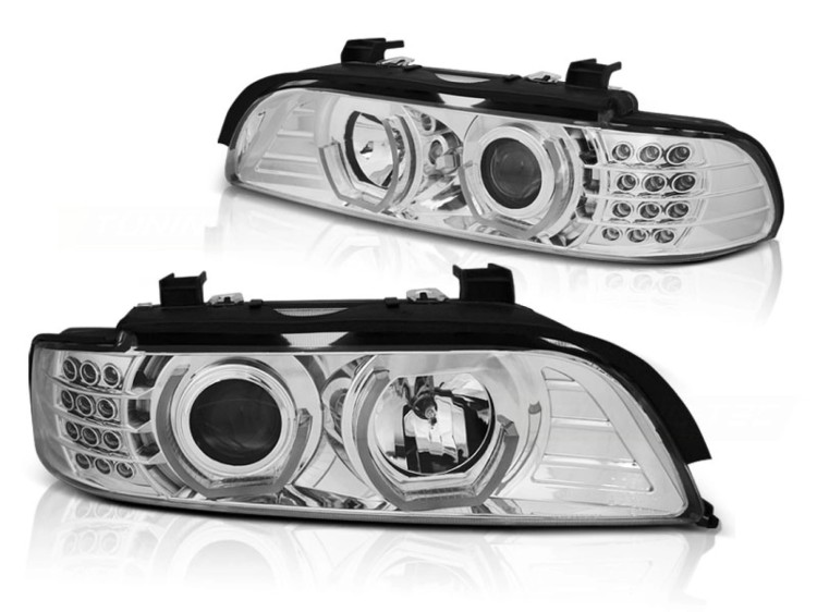 REFLEKTORY LAMPY PRZEDNIE ANGEL EYES 3D CHROME BMW E39 09.95-06.03