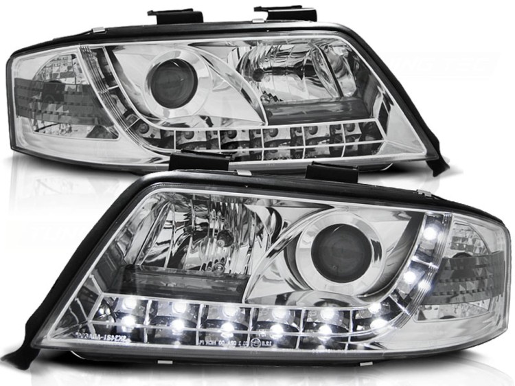REFLEKTORY LAMPY PRZEDNIE CHROME AUDI A6 06.01-05.04