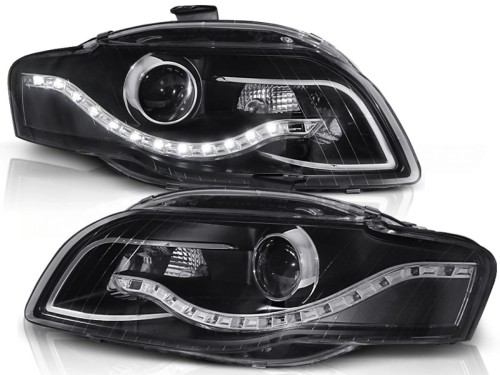 REFLEKTORY LAMPY PRZEDNIE BLACK AUDI A4 B7 11.04-03.08