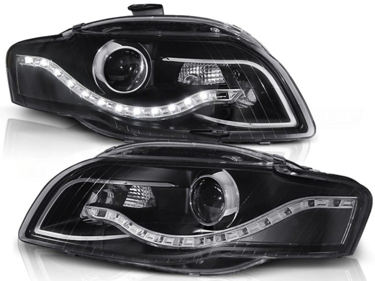 REFLEKTORY LAMPY PRZEDNIE BLACK AUDI A4 B7 11.04-03.08