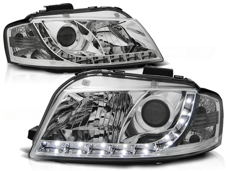 REFLEKTORY LAMPY PRZEDNIE CHROME AUDI A3 8P 05.03-03.08