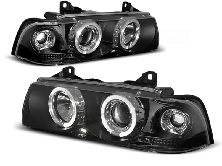 LAMPY PRZEDNIE REFLEKTORY ANGEL EYES BLACK FITS BMW E36 12.90-08.99 S/C/T