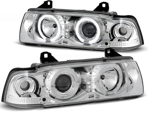 LAMPY PRZEDNIE REFLEKTORY ANGEL EYES CHROME BMW E36 12.90-08.99 S/C/T