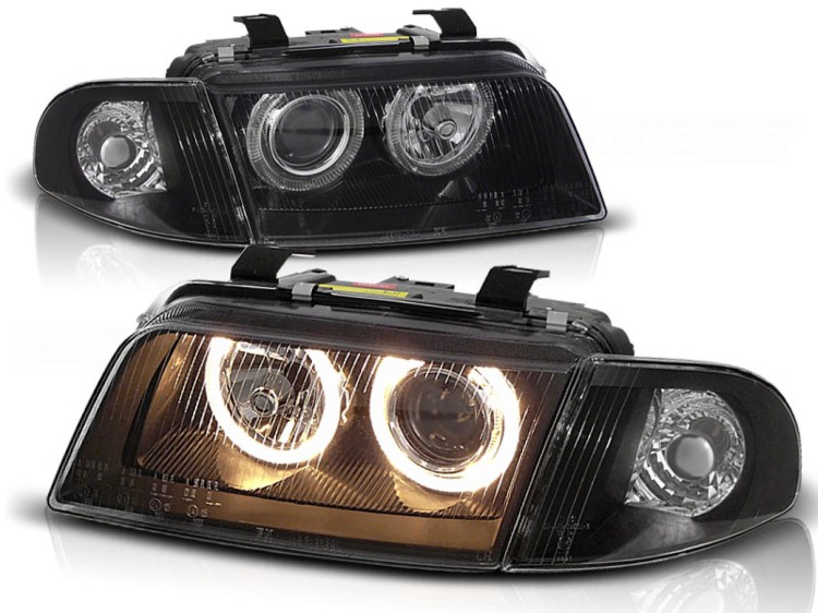 LAMPY PRZEDNIE REFLEKTORY ANGEL EYES BLACK AUDI A4 B5 11.94-12.98