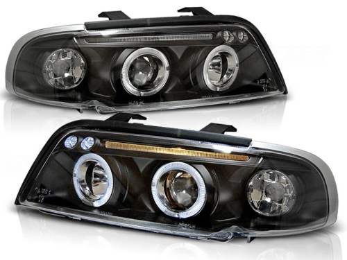 LAMPY PRZEDNIE REFLEKTORY AUDI A4 B5 11.94-12.98 RINGI LED BLACK