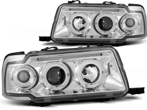 LAMPY PRZEDNIE REFLEKTORY ANGEL EYES CHROME AUDI 80 B4 09.91-04.96