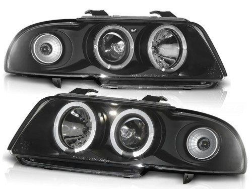 LAMPY PRZEDNIE REFLEKTORY Z RINGAMI ANGEL EYES BLACK AUDI A4 B5 11.94-12.98