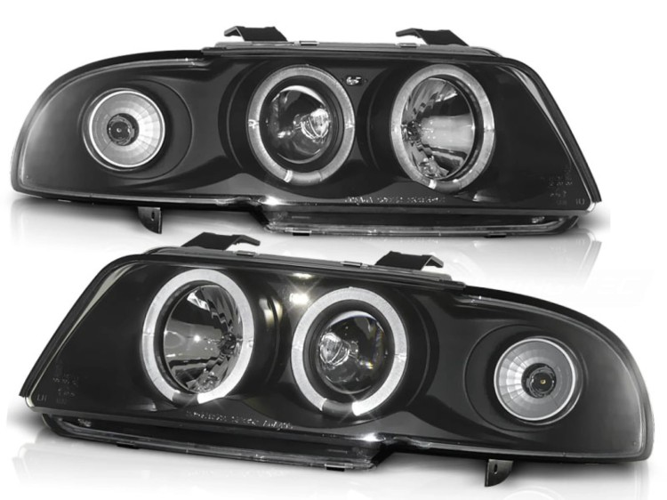 LAMPY PRZEDNIE REFLEKTORY Z RINGAMI ANGEL EYES BLACK AUDI A4 B5 11.94-12.98