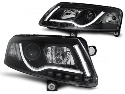 REFLEKTORY LAMPY PRZEDNIE HEADLIGHTS TUBE LIGHT BLACK AUDI A6 C6 04.04-08