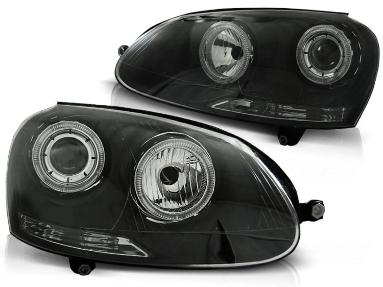 REFLEKTORY LAMPY PRZEDNIE ANGEL EYES BLACK VW GOLF 5 10.03-09