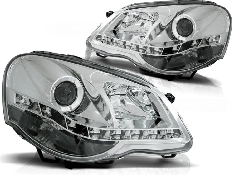 LAMPY PRZEDNIE REFLEKTORY CHROME VW POLO 9N3 04.05-09