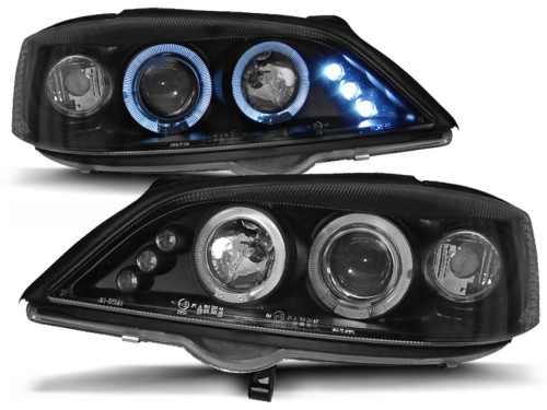 REFLEKTORY LAMPY PRZEDNIE OPEL ASTRA G 02.98-02.04 ANGEL EYES BLACK