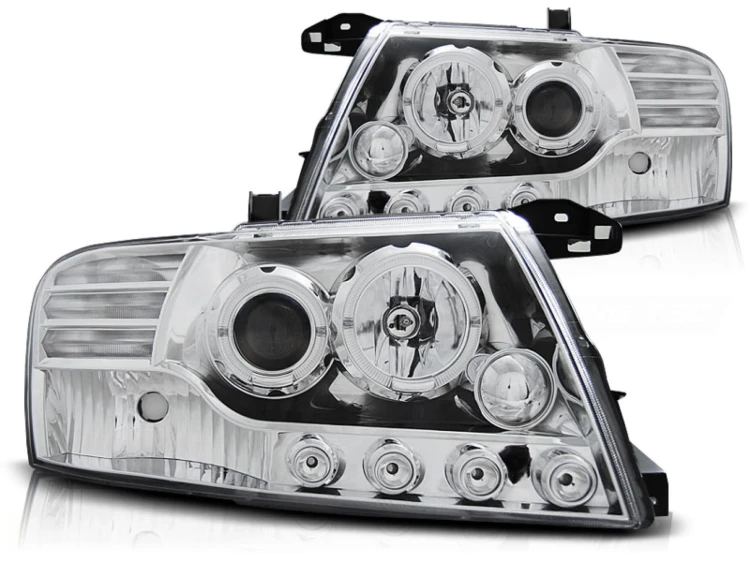 REFLEKTORY LAMPY PRZEDNIE ANGEL EYES CHROME MITSUBISHI PAJERO V60 00-06
