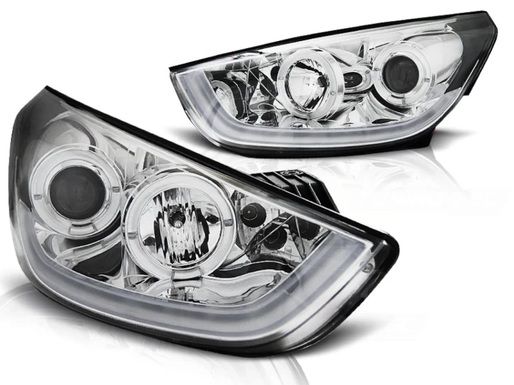 REFLEKTORY LAMPY PRZEDNIE CHROME TUBE LIGHT HYUNDAI TUCSON IX35 10-13