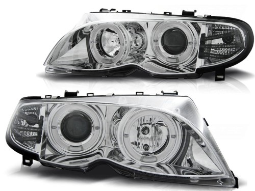 REFLEKTORY LAMPY PRZEDNIE ANGEL EYES CHROME BMW E46 09.01-03.05