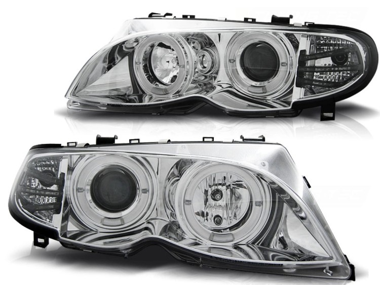 REFLEKTORY LAMPY PRZEDNIE ANGEL EYES CHROME BMW E46 09.01-03.05