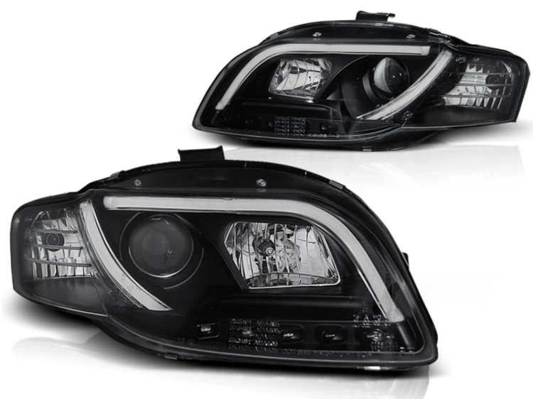LAMPY PRZEDNIE REFLEKTORY DRL BLACK AUDI A4 B7 11.04-03.08