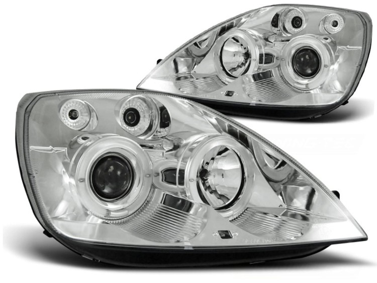 LAMPY PRZEDNIE REFLEKTORY FORD FIESTA MK6 05.02-08.05 ANGEL EYES CHROME