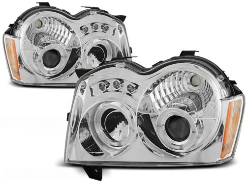 LAMPY PRZEDNIE REFLEKTORY CHRYSLER JEEP GRAND CHEROKEE 05-08 RINGI CHROME