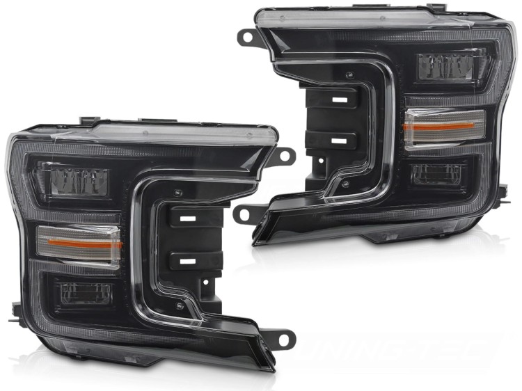 LAMPY PRZEDNIE REFLEKTORY LED BLACK DRL SEQ FORD F150 MK13 17-20