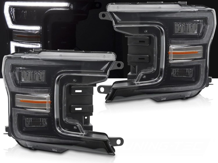 LAMPY PRZEDNIE REFLEKTORY LED BLACK DRL SEQ FORD F150 MK13 17-20