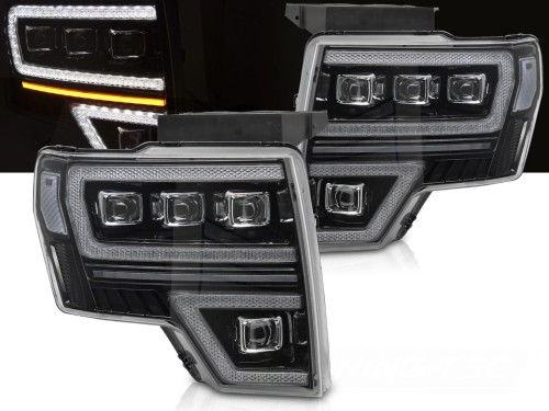REFLEKTORY LAMPY PRZEDNIE FORD F150 MK12 08-14 FULL LED BLACK DRL SEQ