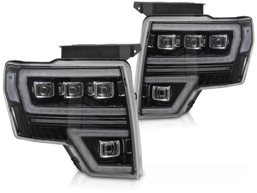 REFLEKTORY LAMPY PRZEDNIE FORD F150 MK12 08-14 FULL LED BLACK DRL SEQ