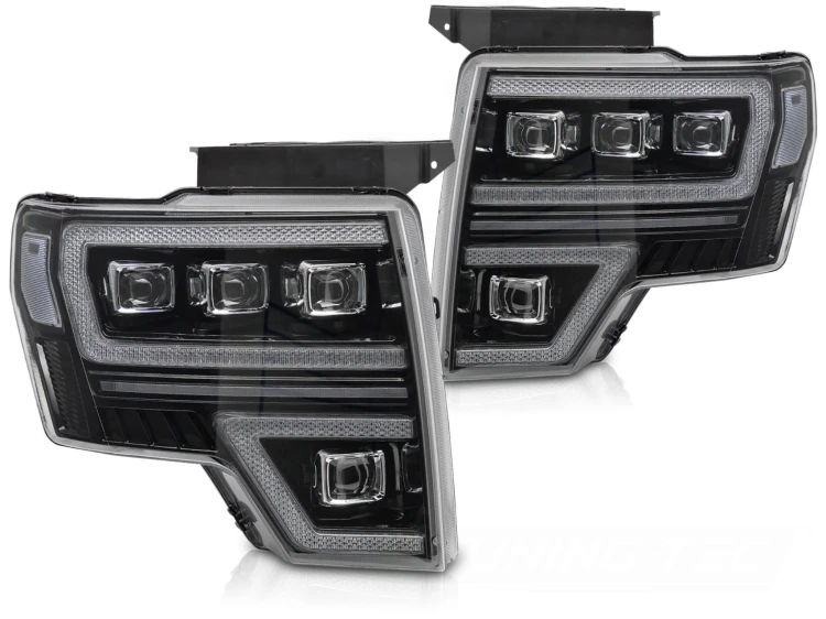 REFLEKTORY LAMPY PRZEDNIE FORD F150 MK12 08-14 FULL LED BLACK DRL SEQ