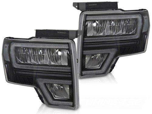 REFLEKTORY LAMPY PRZEDNIE FORD F150 MK12 08-14 LED DRL SEQ BLACK