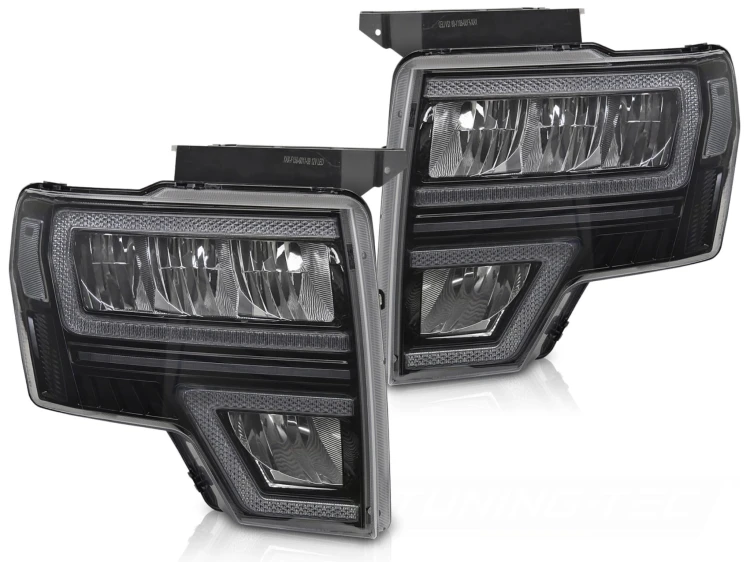 REFLEKTORY LAMPY PRZEDNIE FORD F150 MK12 08-14 LED DRL SEQ BLACK