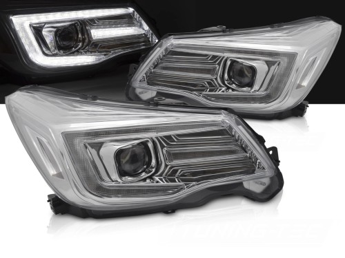 REFLEKTORY LAMPY PRZEDNIE DRL CHROME SUBARU FORESTER IV 13-18