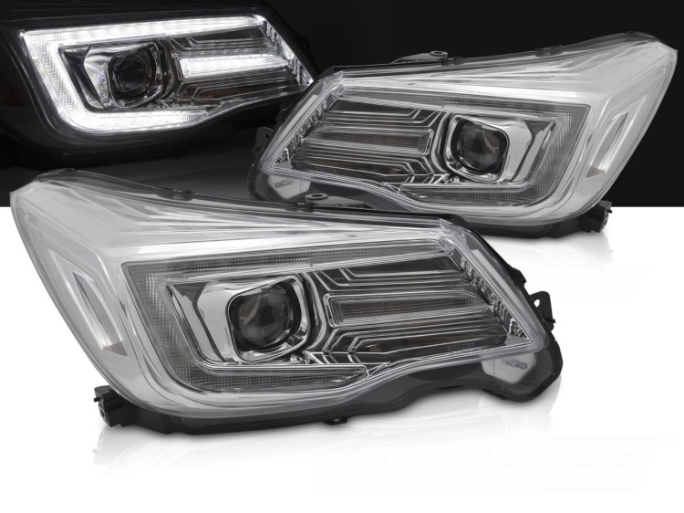 REFLEKTORY LAMPY PRZEDNIE DRL CHROME SUBARU FORESTER IV 13-18