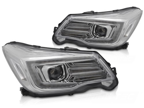 REFLEKTORY LAMPY PRZEDNIE DRL CHROME SUBARU FORESTER IV 13-18