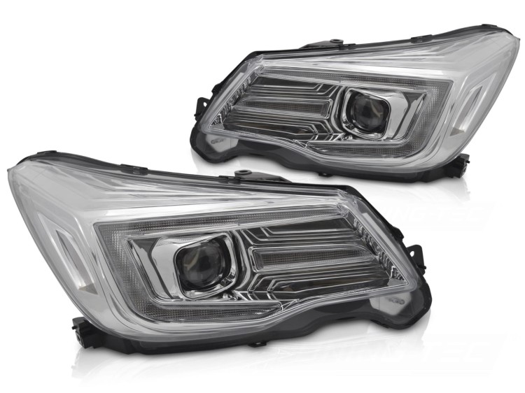 REFLEKTORY LAMPY PRZEDNIE DRL CHROME SUBARU FORESTER IV 13-18