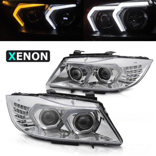 LAMPY PRZEDNIE REFLEKTORY XENON LED CHROME BMW 3 SERII E90/E91 LCI 09-11