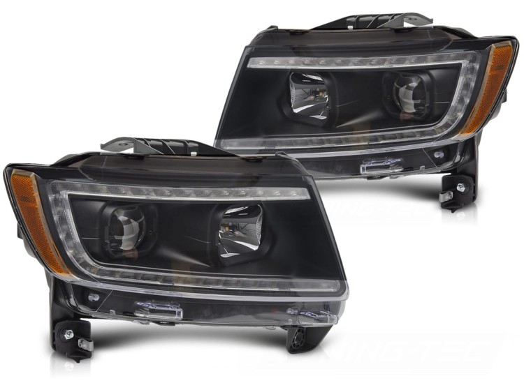 LAMPY PRZEDNIE CHRYSLER JEEP GRAND CHEROKEE 11-13 TUBE LIGHT BLACK LED