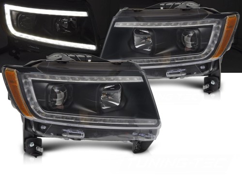 LAMPY PRZEDNIE CHRYSLER JEEP GRAND CHEROKEE 11-13 TUBE LIGHT BLACK LED