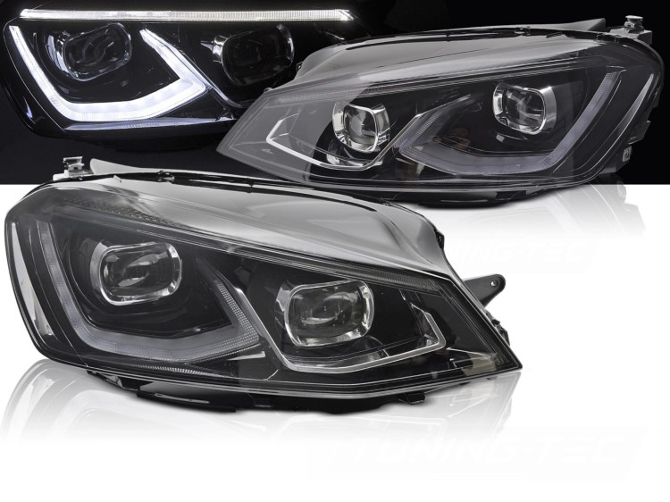 LAMPY PRZEDNIE REFLEKTORY BLACK VW GOLF 7 14-17 FULL LED