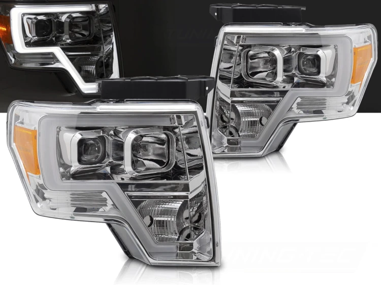 LAMPY PRZEDNIE REFLEKTORY FORD F150 MK12 08-14 TUBE LIGHT CHROME