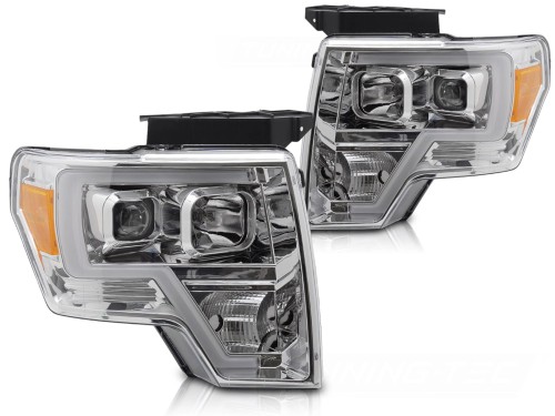 LAMPY PRZEDNIE REFLEKTORY FORD F150 MK12 08-14 TUBE LIGHT CHROME