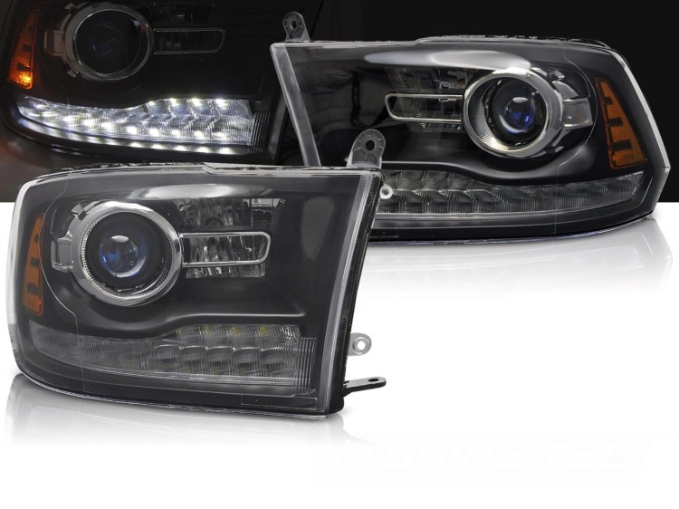 LAMPY PRZEDNIE REFLEKTORY DODGE RAM 09-18 BLACK